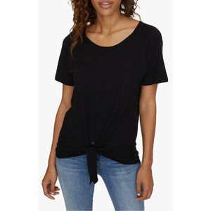 Sanctuary Women's Lou Ruched Tie Cotton Short Sleeve Tee Black Size XL